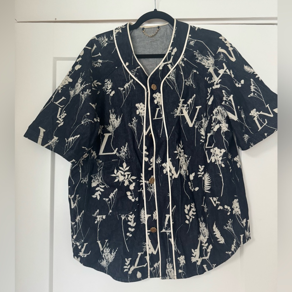 Louis Vuitton Leaf LV Baseball Denim Jersey men’s Medium (fits like L or XL)